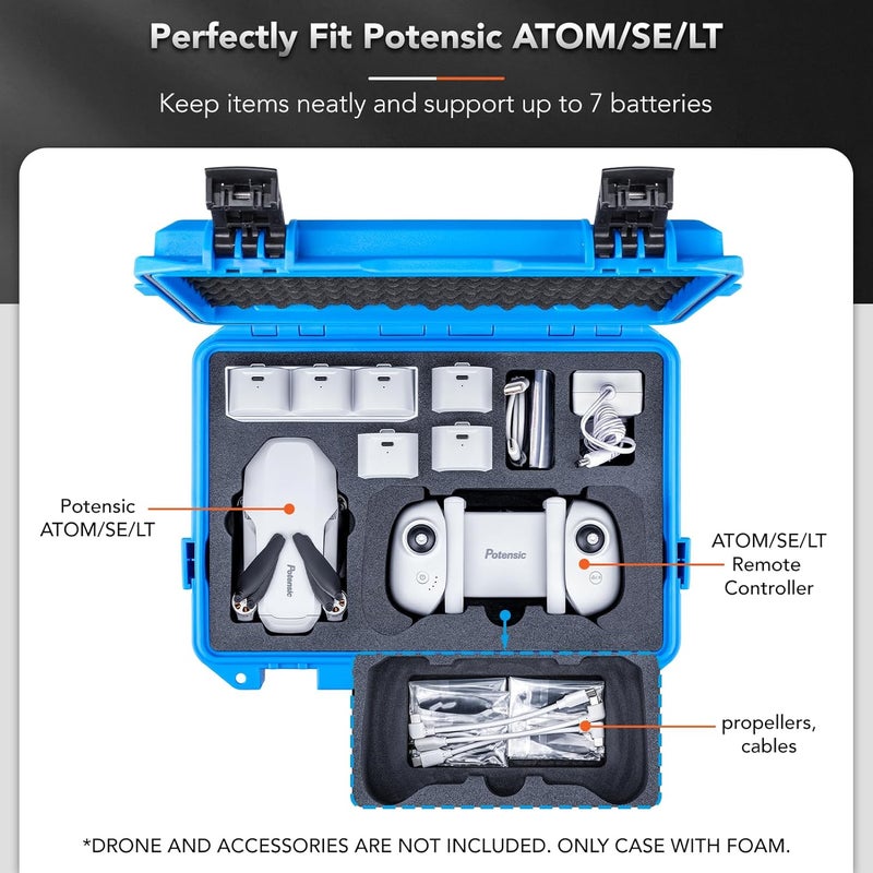 Lykus Titan AM100 Waterproof Hard Case for Potensic Atom 2/Atom 3-Axis/Atom SE/Atom LT Fly More Combo, Support up to 7 Batteries [CASE ONLY] - Image 3